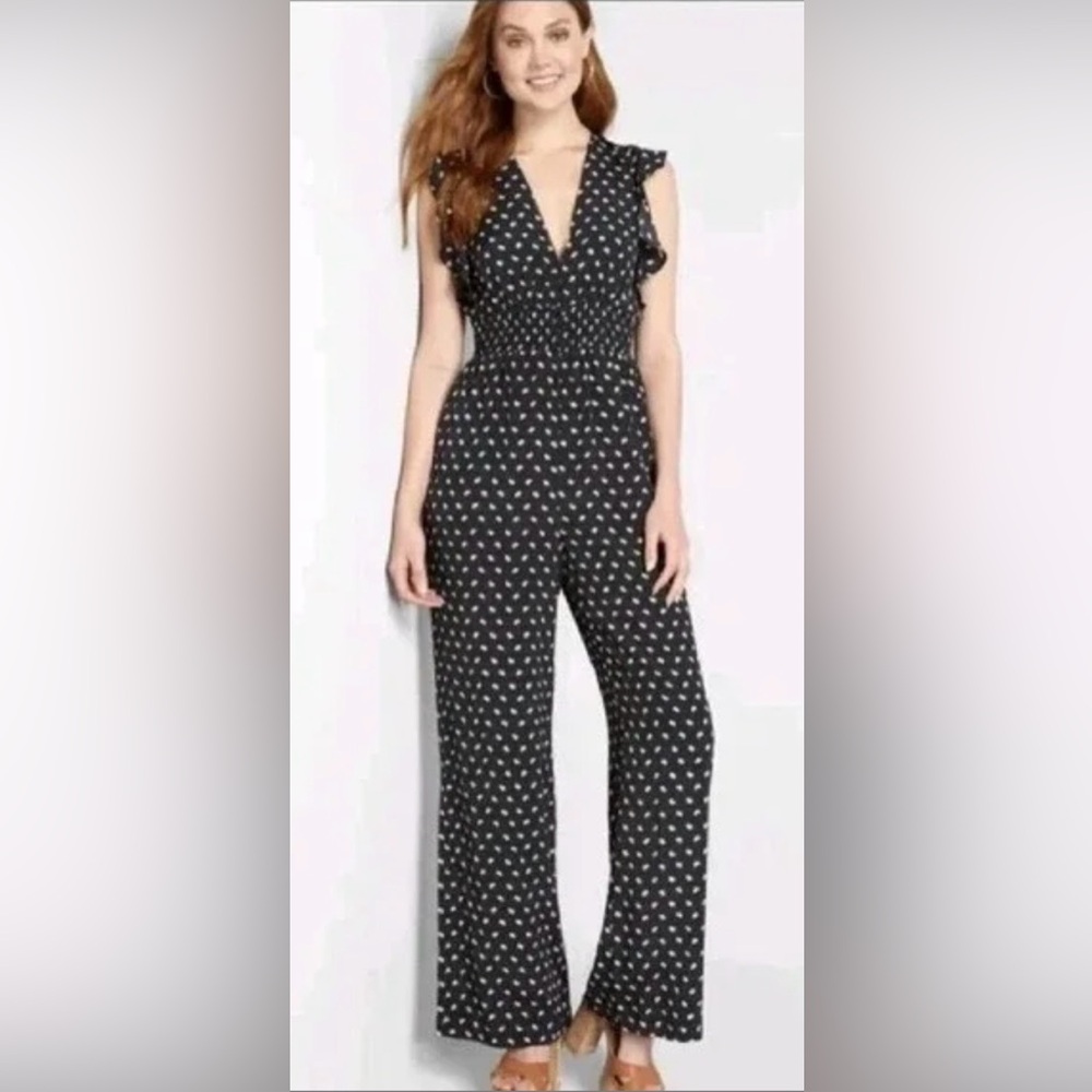 NWT ModCloth Fit To Party V-Neck Floral Paisley Wide Leg Jumpsuit - Navy - M